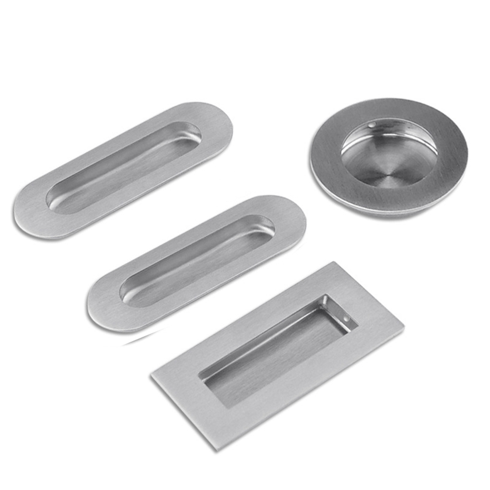 Door Handle Flush Recessed Satin Stainless Steel Pull Circular