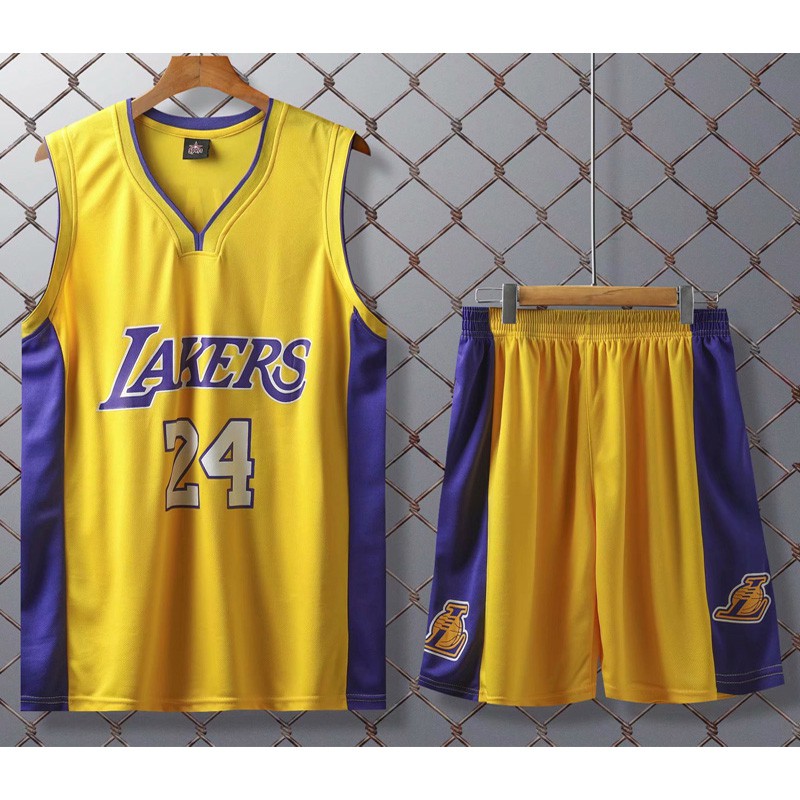 NBA L.A Lakers Jersey #24 Kobe Bryant Jersey Kids Tops Shorts Jersey Set Children Basketball Uniform NBA L.A Lakers Jersey #24 Kobe Bryant Jersey Kids Tops Shorts Jersey Set Children Basketball Uniform