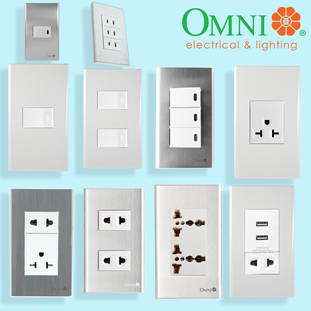 Omni Wide Series Outlet and Switch Plate Stainless Steel & White Ivory