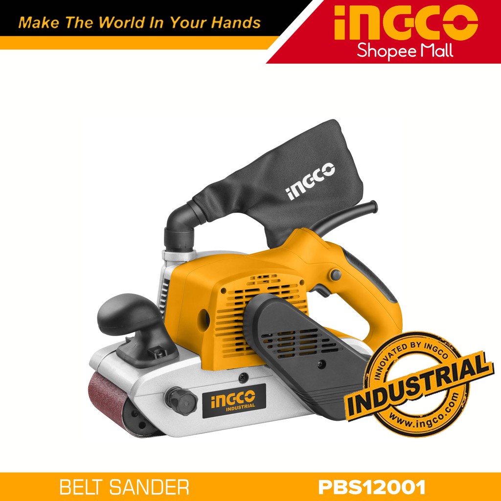 Ingco PBS12001 Industrial Electric Belt Sander 1200W with 1pc Sanding Belt _P Shopee Philippines
