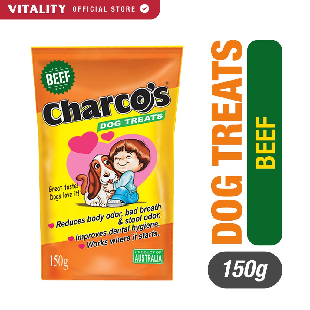 CHARCO'S Beef Dog Treats (150g) Reduces Body Odor, Bad Breath & Stool