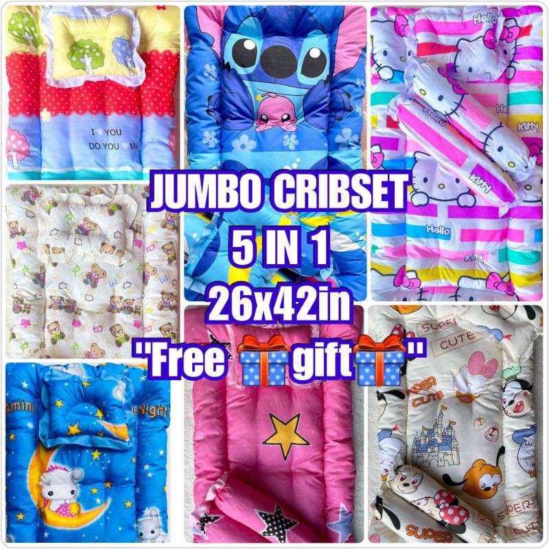 BABY COMFORTER SET 5 in 1 JUMBO CRIBSET INFANT MATTRESS & PILLOW