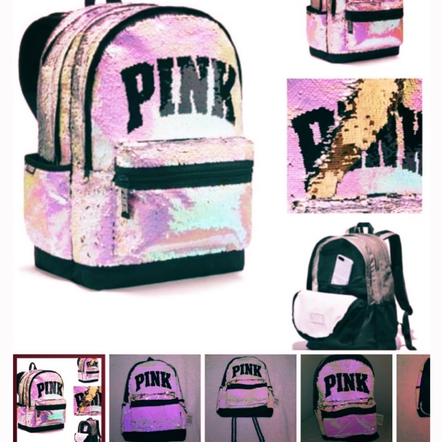 victoria's secret pink sequin bookbag