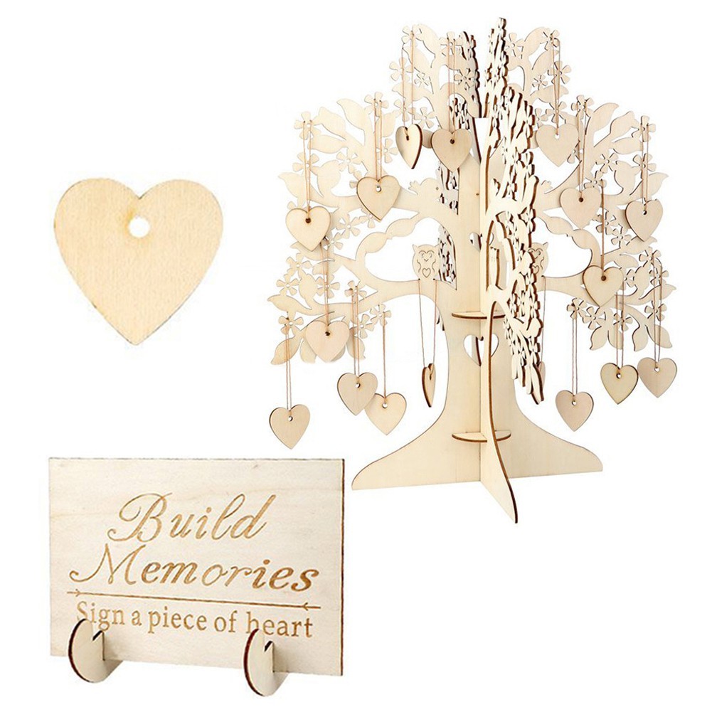 Exquisite Wooden 3d Wishing Tree Guest Sign Book Wedding Reception