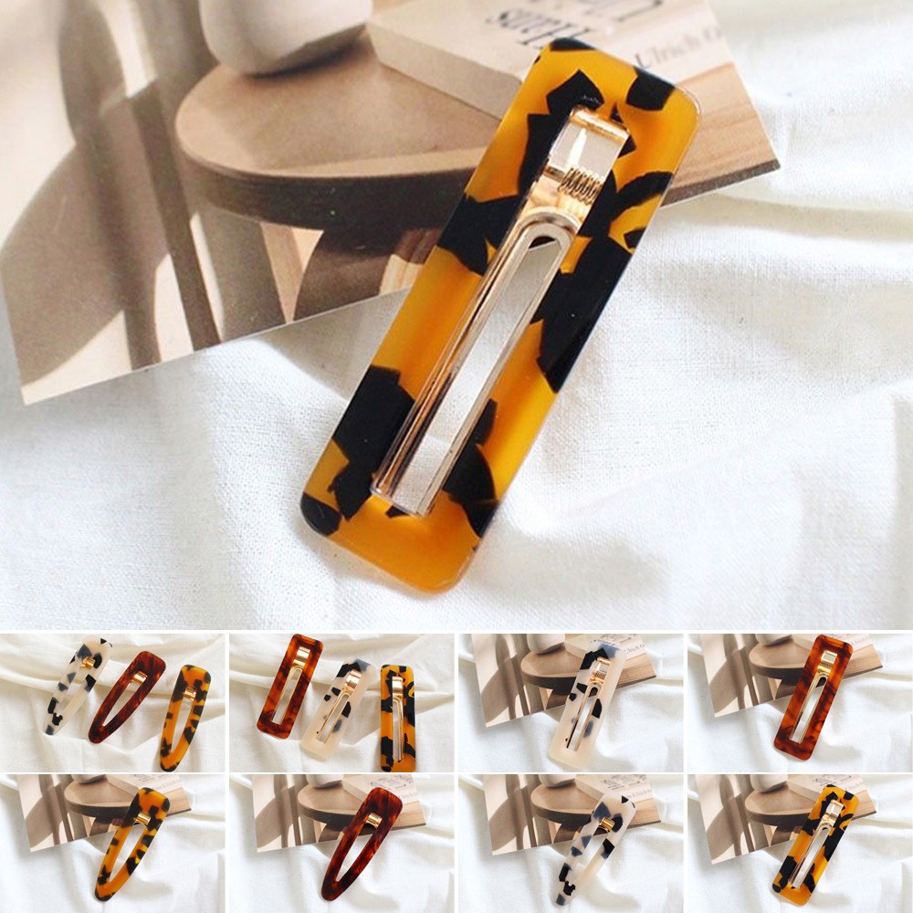 Women Acrylic Vintage Leopard Hair Clip Bobby Pin Hairband Hairpin Barrette Comb
