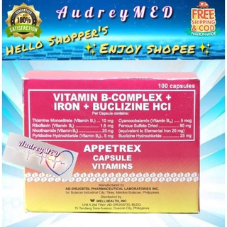 APPETREX (Vitamin B-Complex+Iron+Buclizine) 100 Capsules