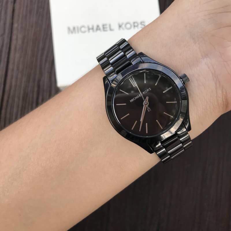 michael kors slim runway watch black
