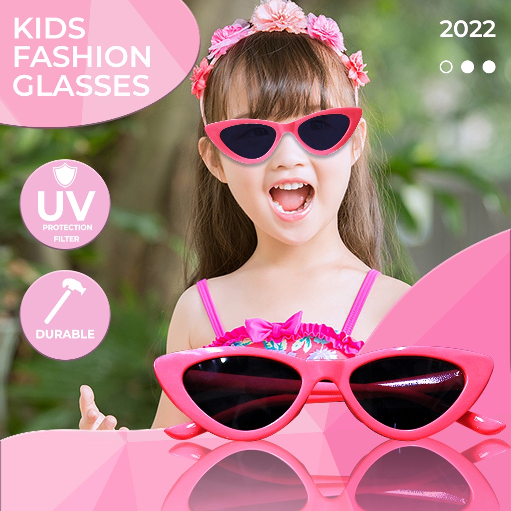 KIDS SUNGLASSES Sunglass Eyewear Kid Retro Cat Eye Beach Summer Glasses - KIDS SUNGLASSES