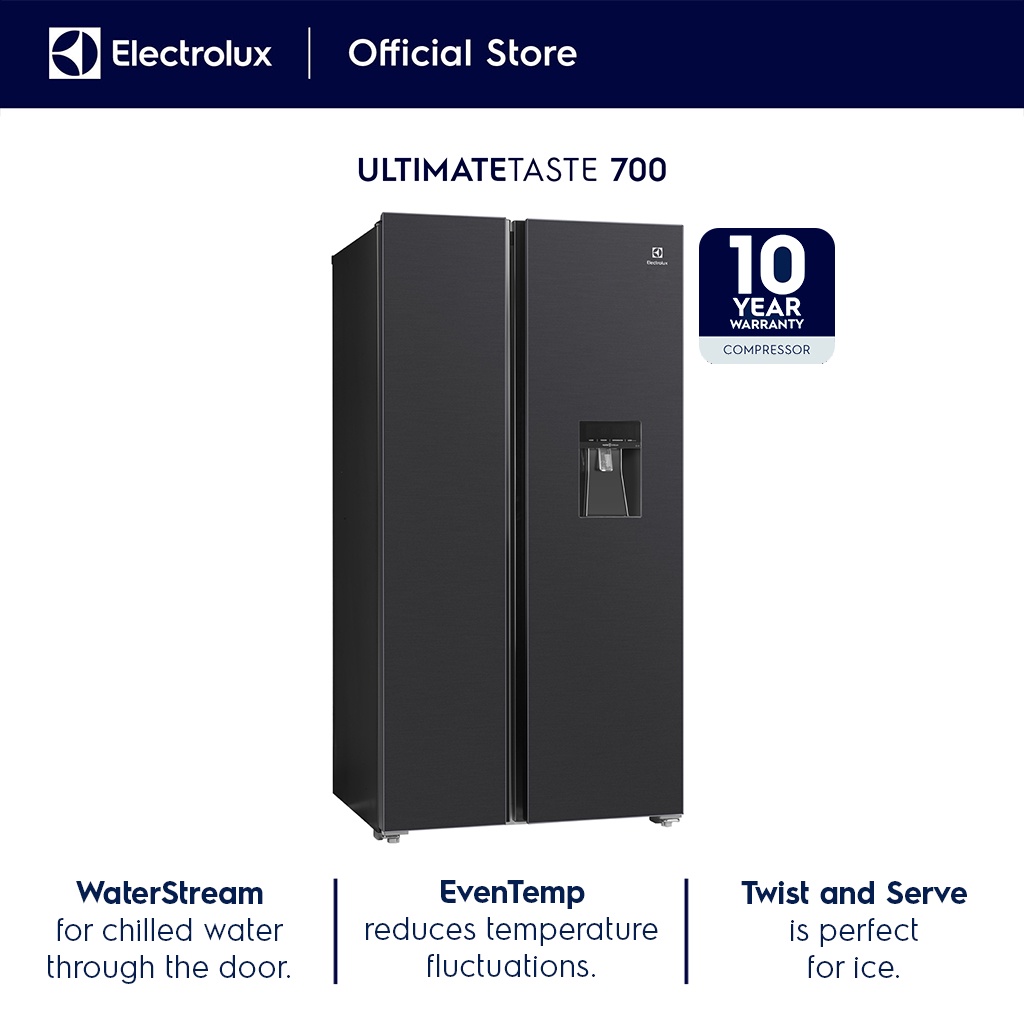 Electrolux ESE6141AB 21.4 cu.ft No Frost Inverter 606L Side by Side Refrigerator Shopee