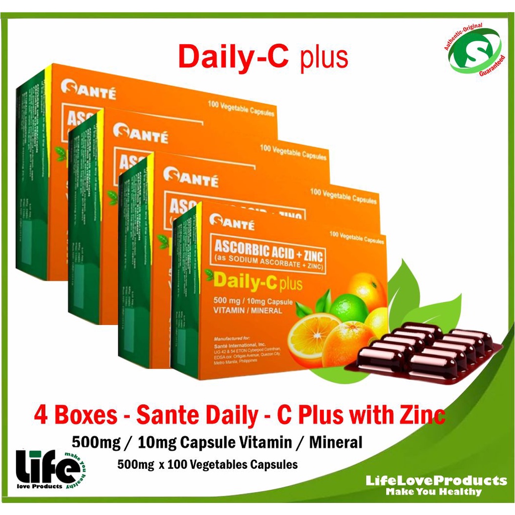 Sante Barley Daily C Plus Vitamin C with Zinc Ascorbic Acid as Sodium
