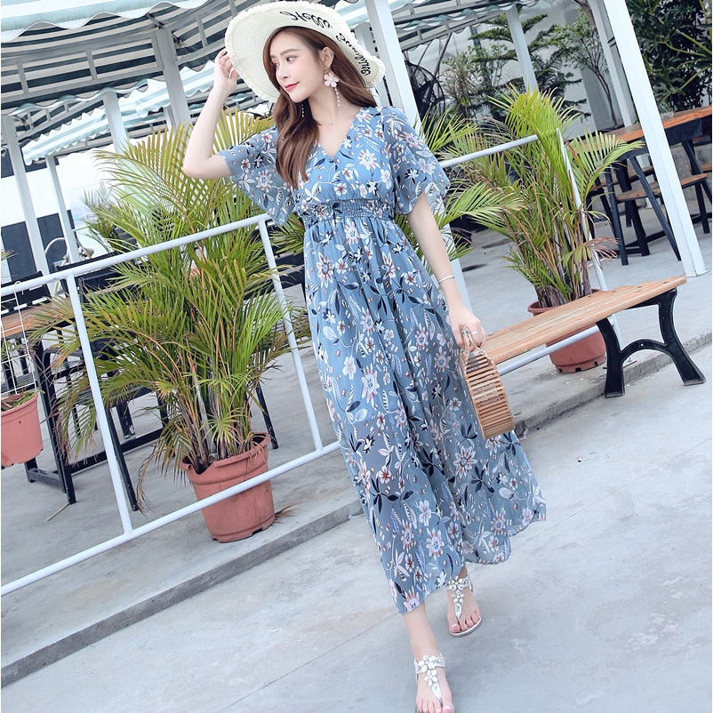 blue chiffon dress knee length