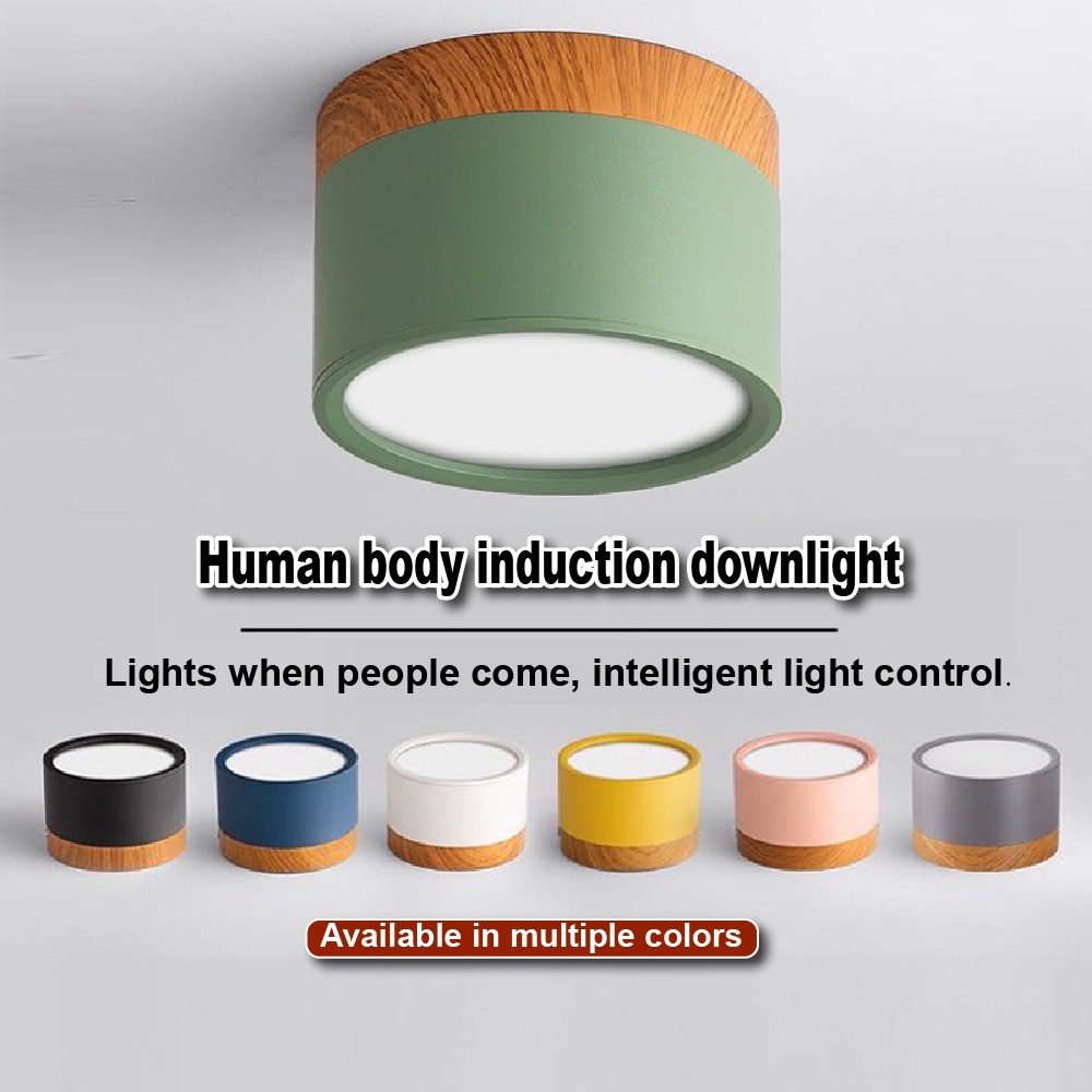 Tiktop 12W Modern LED Ceiling Light Smart Sensor Lamp Wooden Three Color Surface Mounted Downlight For Aisle Corridor Porch Home Deco