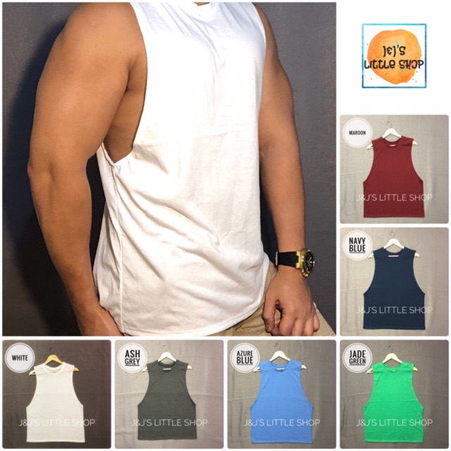 PLAIN MUSCLE TEES | TANK TOP | GYM SANDOS (open side) | Shopee Philippines