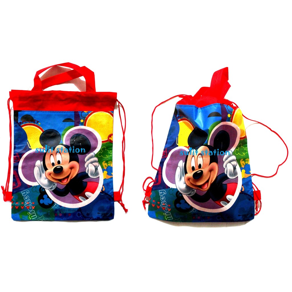 12pcs MICKEY MOUSE PARTY DRAW STRING DRAWSTRING LOOT BAG POUCH