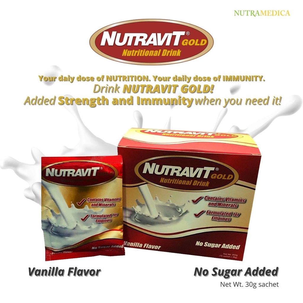 NUTRAVIT GOLD ADULT NUTRITIONAL DRINK I FOOD SUPPLEMENT 30G SACHET 15's