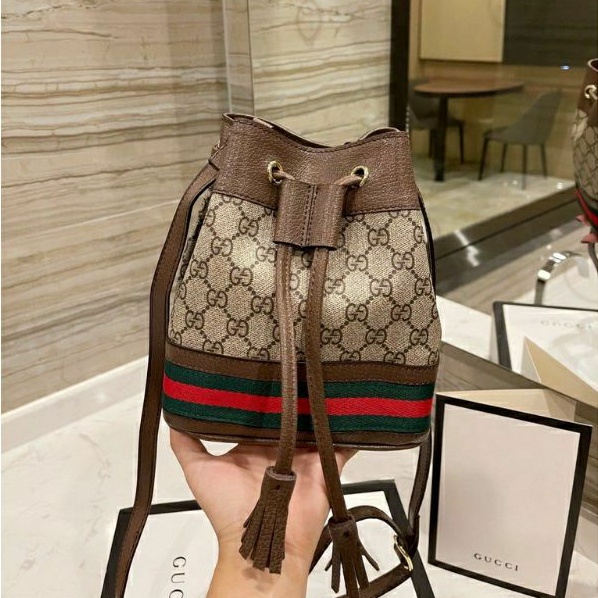 Master mirror Gucci mini bucket ophidia bag double box Shopee Philippines
