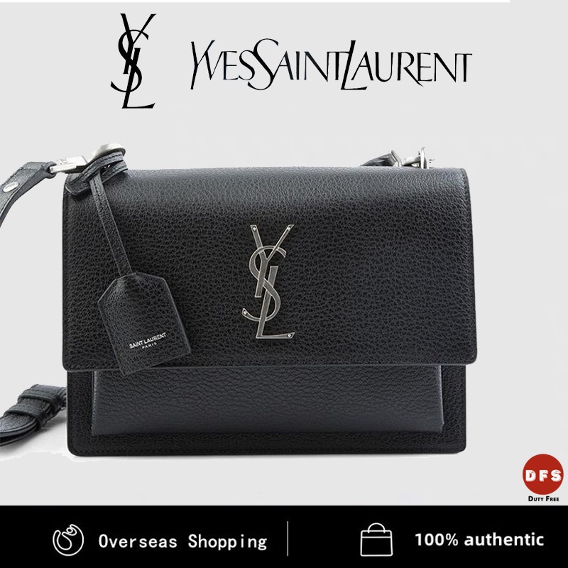 Saint Laurent YSL 464673 Medium Grained Calfskin Sunset Bag Black Shopee Philippines