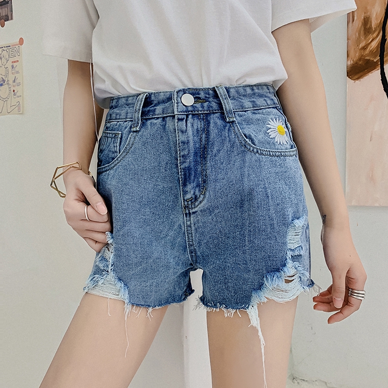 daisy shorts denim