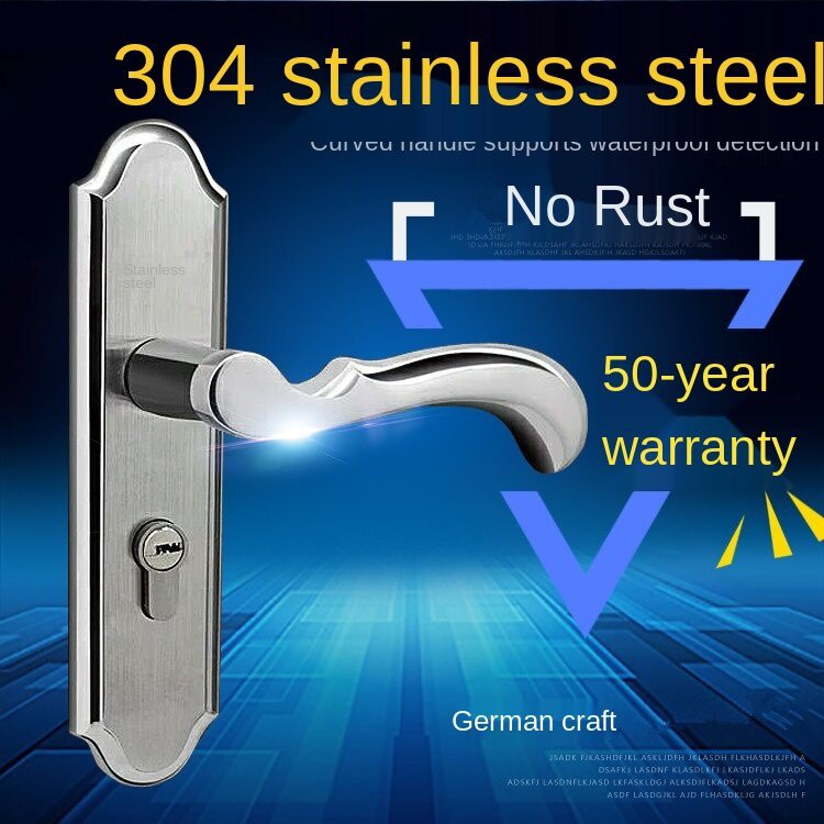 304 stainless steel bedroom silent door lock universal door handle room solid wood door handle