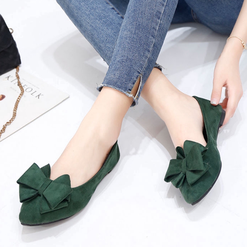 Women Fashion Light Weight Bow Tie Slip on Flat Shoes for Office Ladies