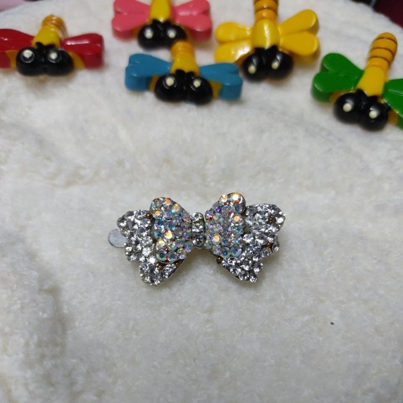 Inlaid Rhinestone BB Clip ribbon Flat Clip Bangs Hair Clip Headdress Back Head Clip Top Clip Korean Retro Wide Side Hair Accessories