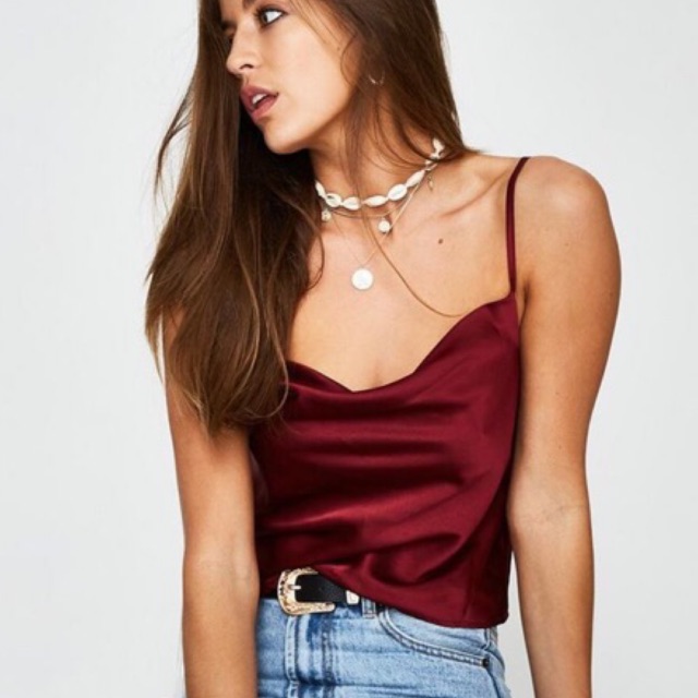 satin cowl neck top