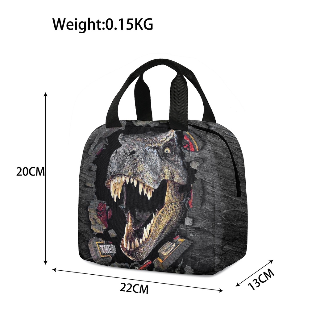 Dinosaur Anime 3D Printed Boys Girls Lunch Bag School Lunch Box Ice Bag Tyrannosaurus Rex Cool Gift for Children