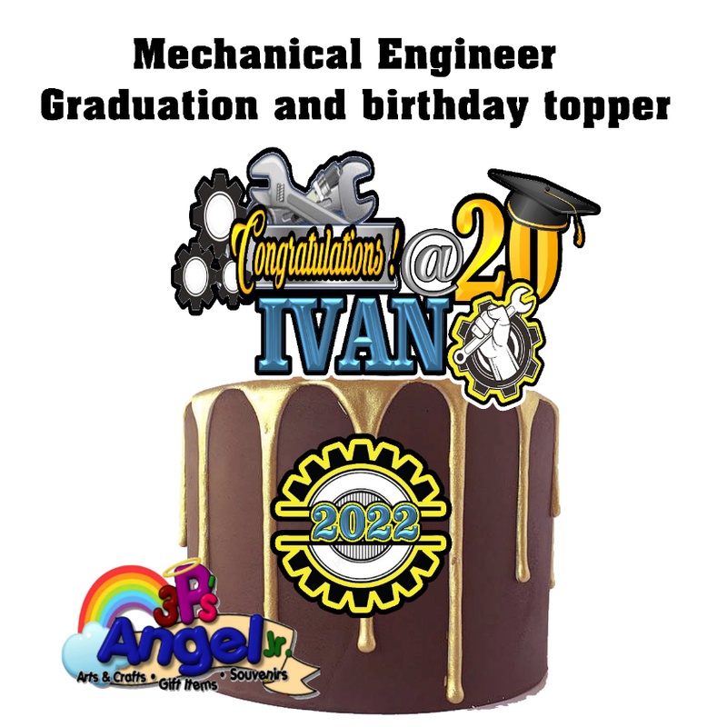 Mechanical engineer graduation and birthday topper printed in high glossy photopaper Shopee
