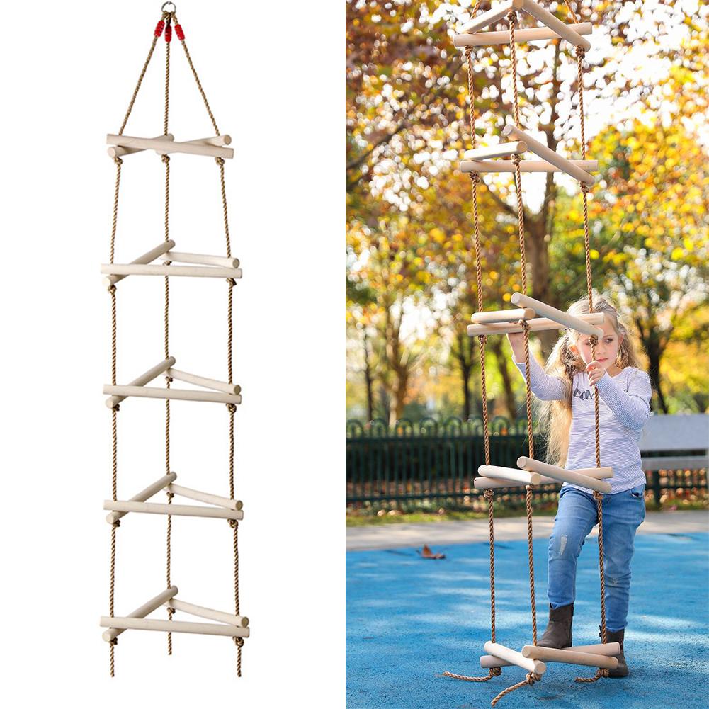 Playground Hanging Ladder for Swing Set Wooden Rope Ladder Playset