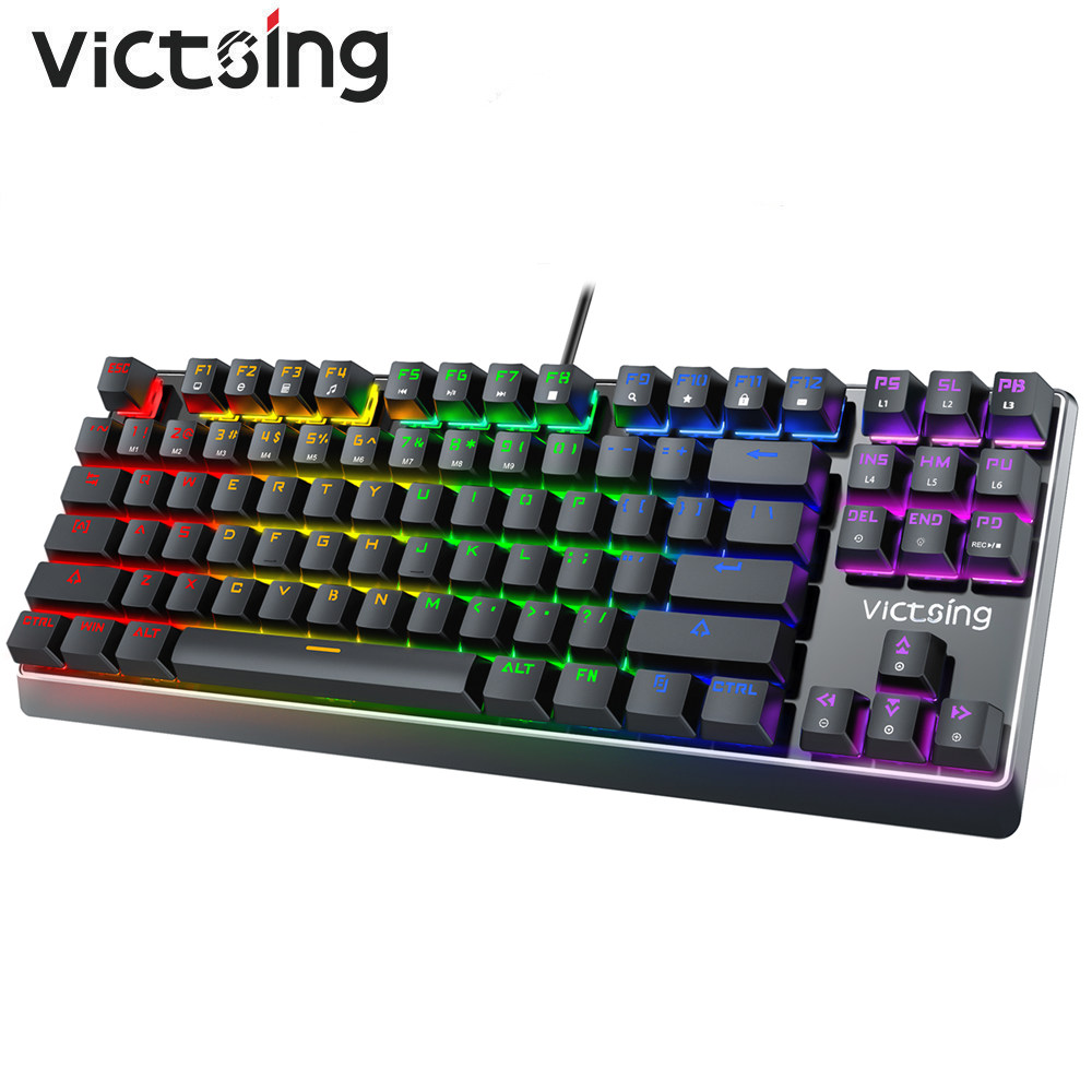 VictSing TKL Mechanical Gaming Keyboard Clicky Blue Switch, LED Mini ...