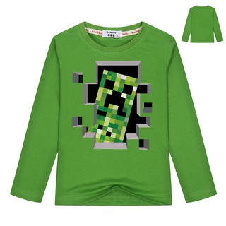 Minecraft Creeper Shirt Boy Long Sleeve Top Kid Print Tshirt Shopee Philippines - creeper shirt roblox