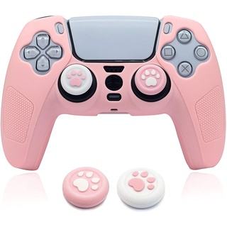 Anti-Slip Silicone Protector Rubber Case Cute Kawaii Accessories Joystick Skin Grip Cover with 2 Thumb Cap For PS5