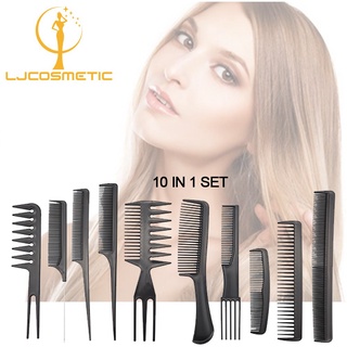 10pcs professional comb set 10Pcs Black Pro Salon Hair Styling Barbers Brush Combs Set