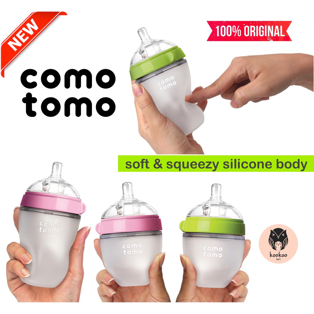Authentic Comotomo Soft Hygienic Silicone Baby Bottles 5oz & 8oz