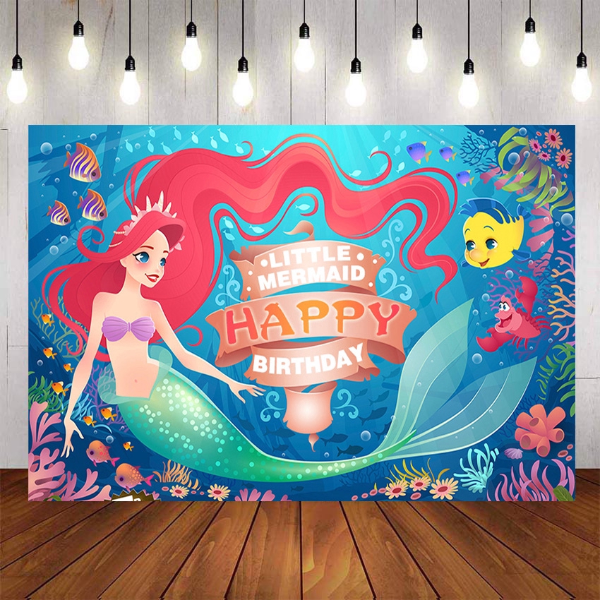 Photophone Girl Birthday Backgrounds Our Little Mermaid Theme Party  photographic Background Photo Booth Props Photocall Custom Name Photo |  Shopee Philippines