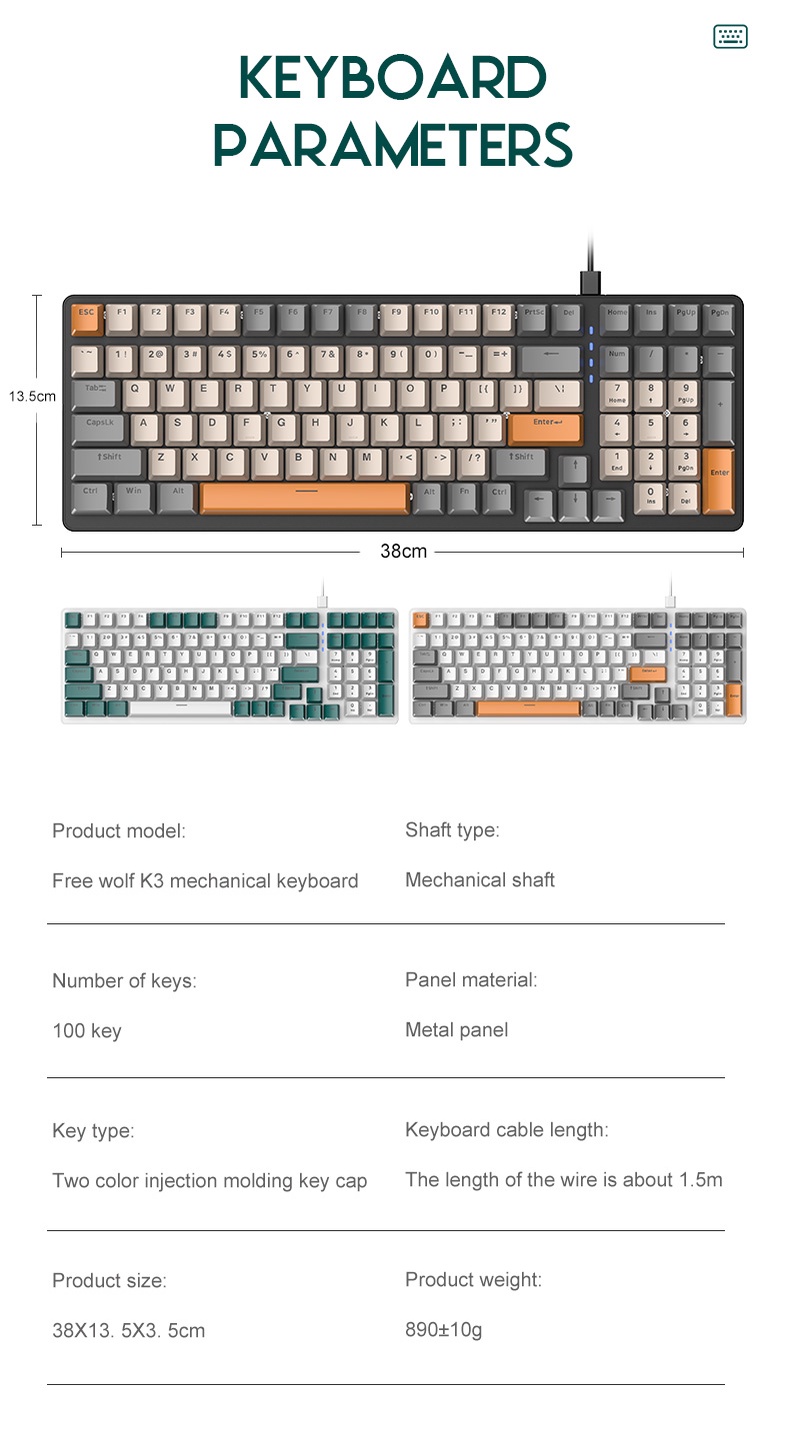 ZIYOULANG K3 98 Keys Mechanical Keyboard USB Wired Gaming Keyboard ...