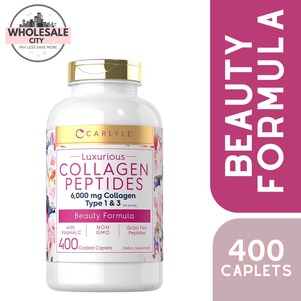 Multi Collagen Pills 6000mg 400 Capsules Collagen Peptides with Vitamin C Type 1 and 3
