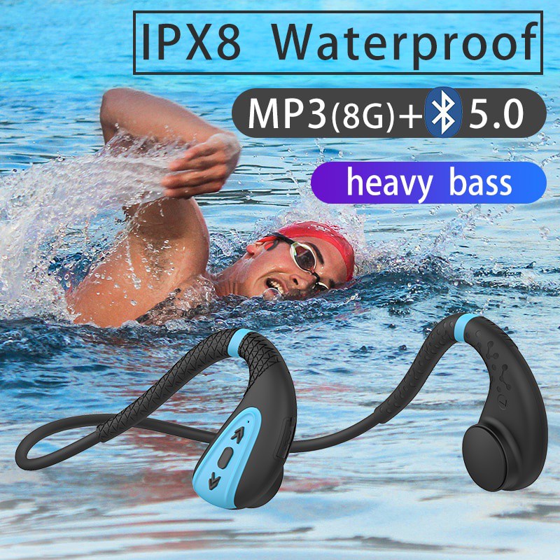 ddj Q1 Bone Conduction Headphone Builtin Memory 8G IPX8 Waterproof MP3