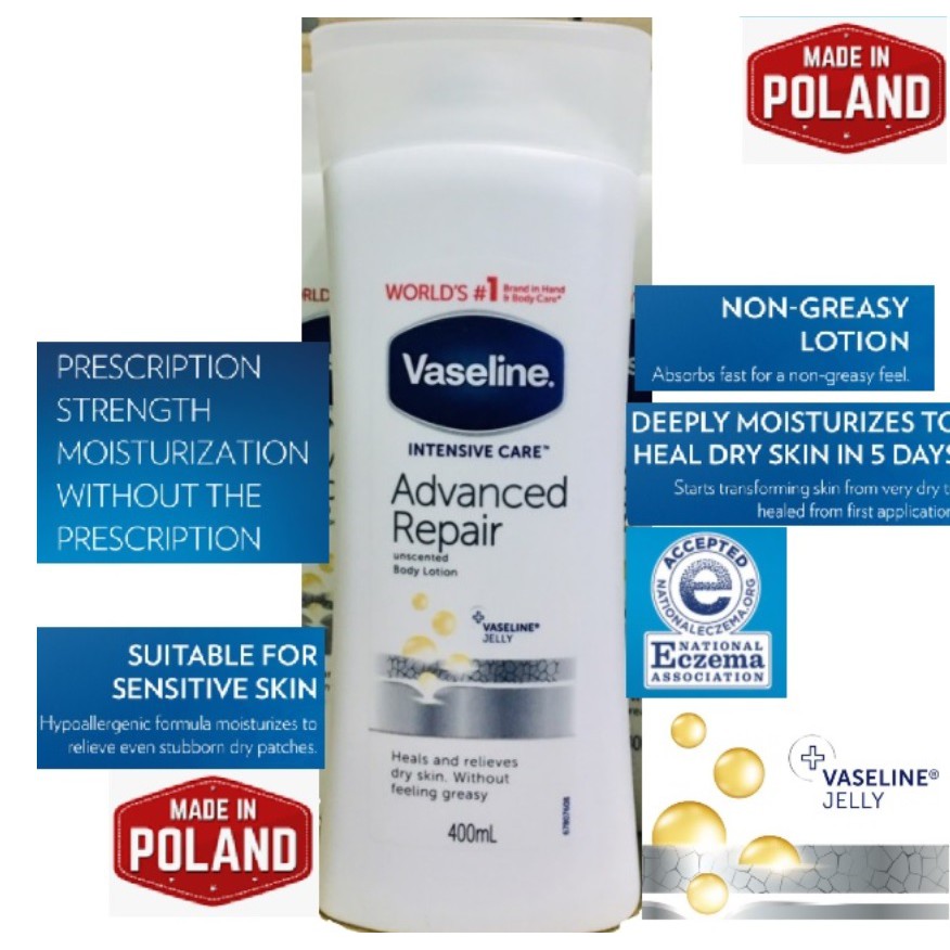 400ml Vaseline Intensive Care Advanced Repair Fragrance Free Lotion