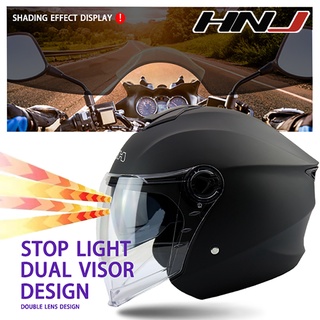 Hnj A Women Half Face Motorcycle Helmet Double Shade Motor Men