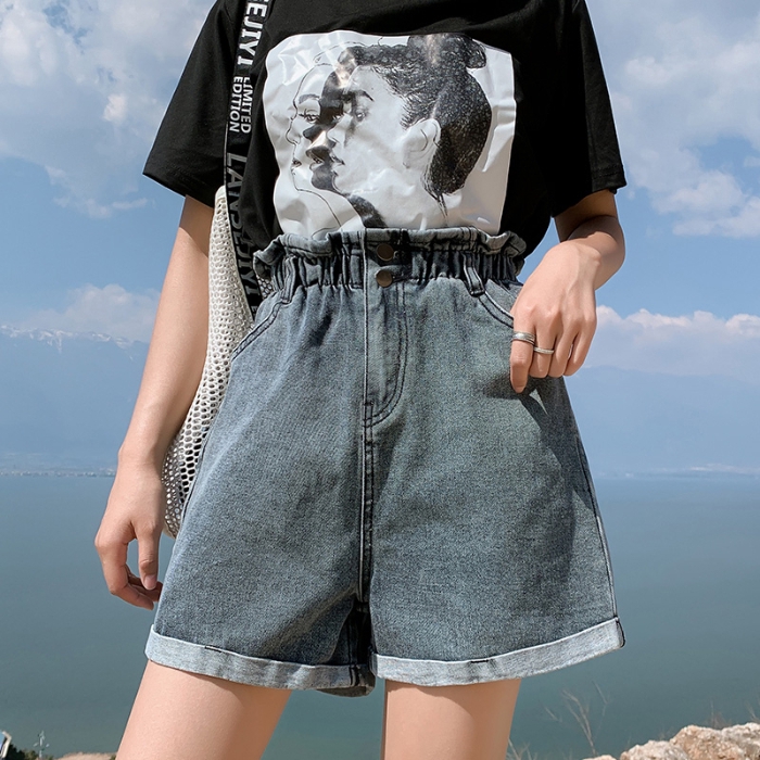 wide leg shorts denim