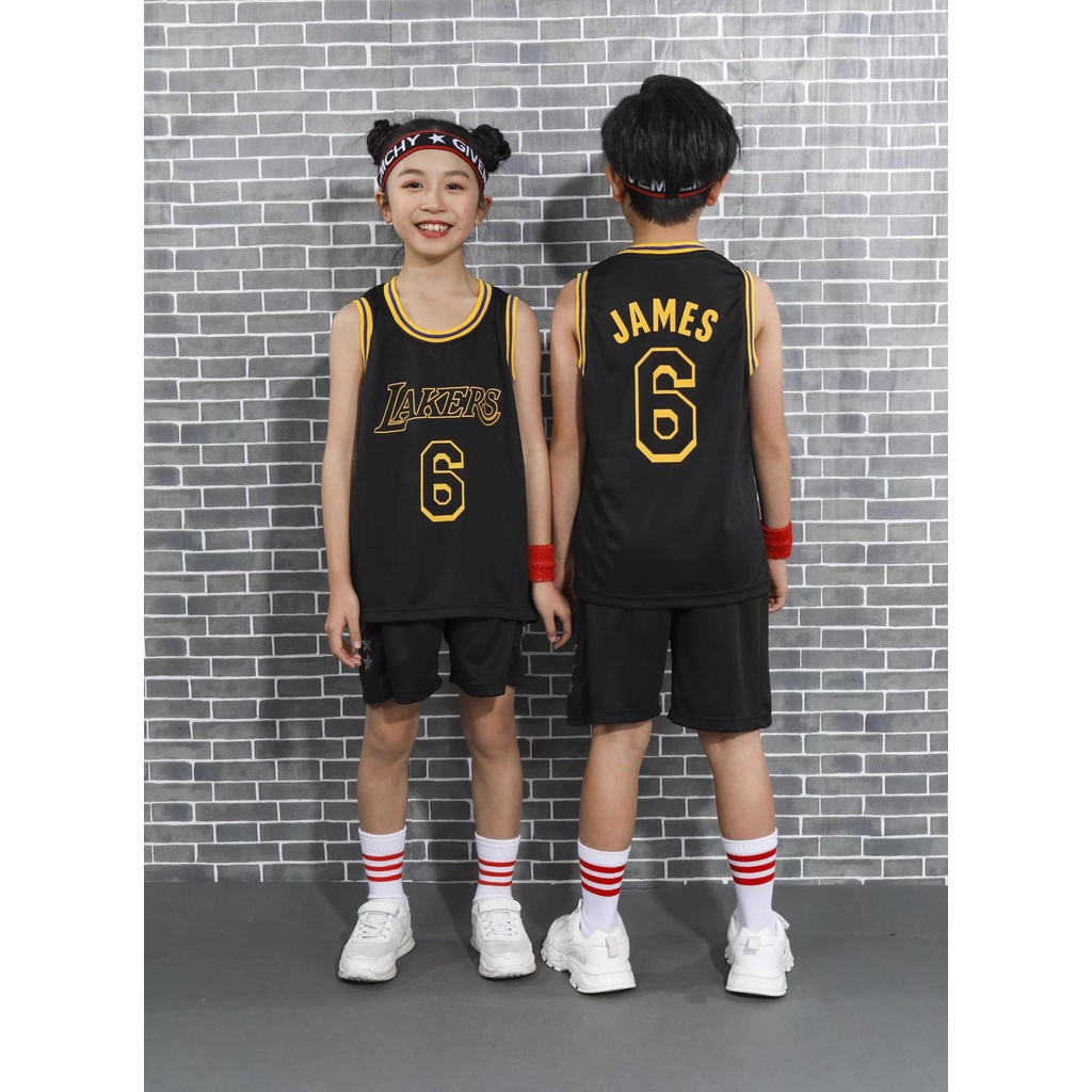 Los Angeles Lakers #23 #6 LeBron James Kids Basketball Jersey Tops+Shorts Jersey Set #9