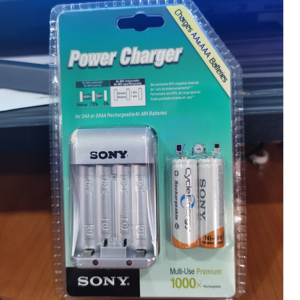 SONY Compact Charger With 2pcs AA/AAA Rechargeable Batteries Shopee