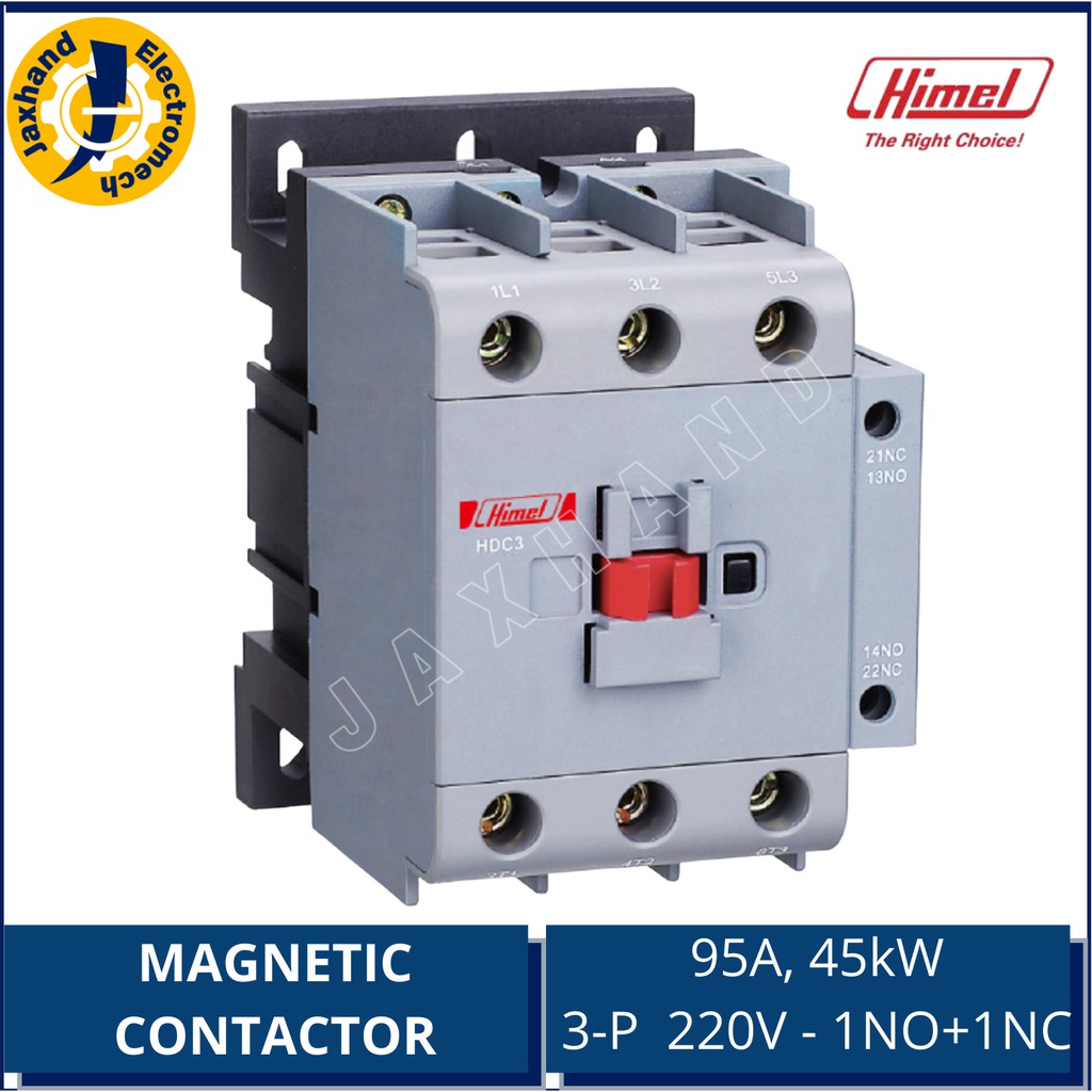 Himel Contactor HDC3, 95Amps, 45kW, 220VAC Coil, 1NO+1NC (AC3 = 380/440V) Shopee