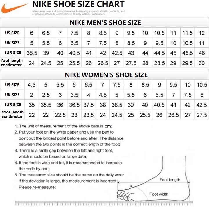 Nike Shoe Size Chart Eu To Us, Off 69%, Www.Yesilkoyvet.Com