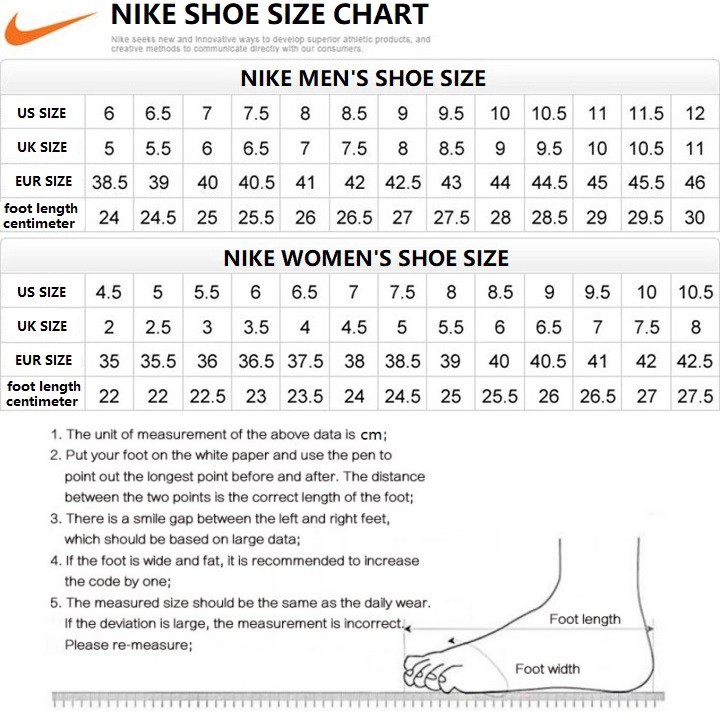 nike foot size