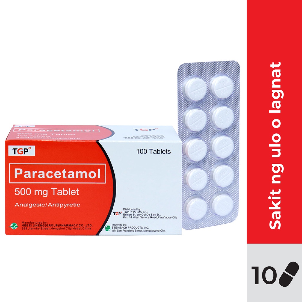 TGP Paracetamol 500mg tablets 10 pcs/pack for pain & fever relief