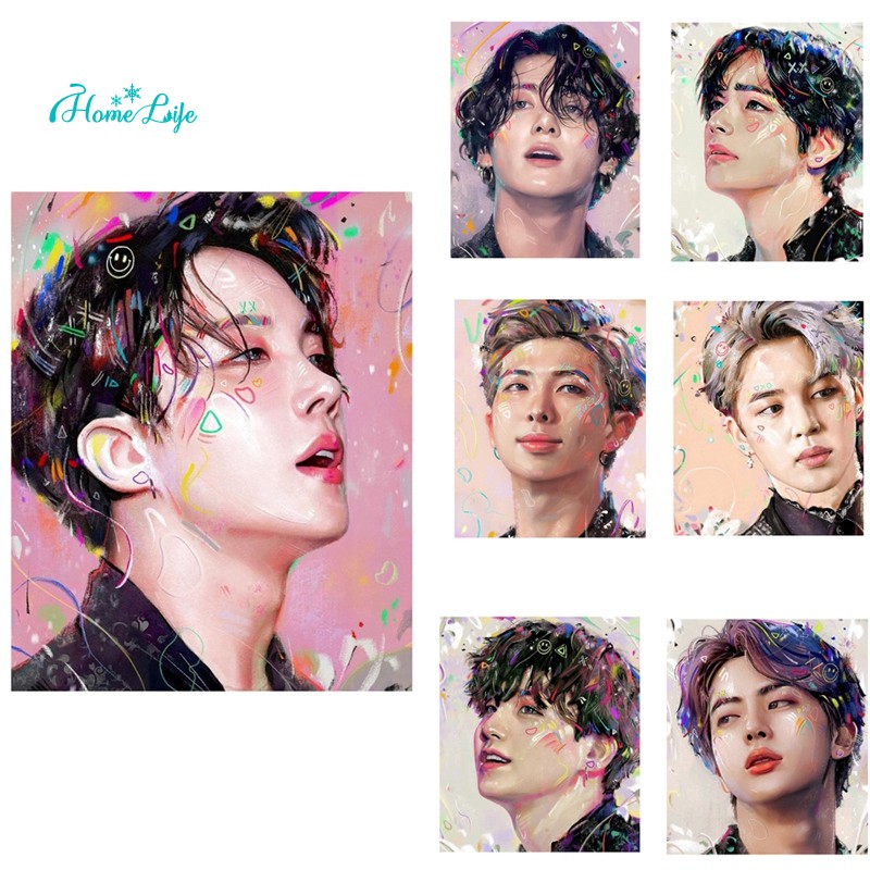 ⭐H&L⭐BTS DIY Diamond Painting Bangtan Boys Art Portrait Rhinestone Full