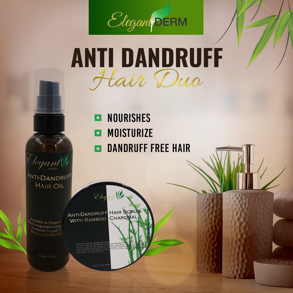 Anti Dandruff Duo (Hair Oil and Scrub) - Elegant Derm | Shopee Philippines
