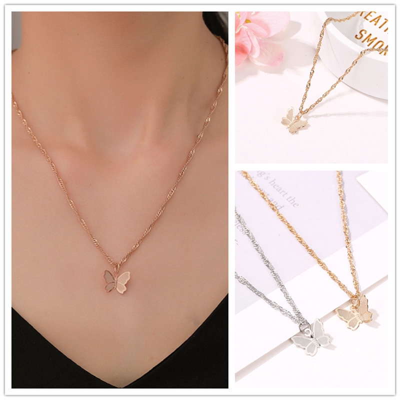 Korean Delicate Butterfly Collarbone Chain Simple Personality Alloy ...